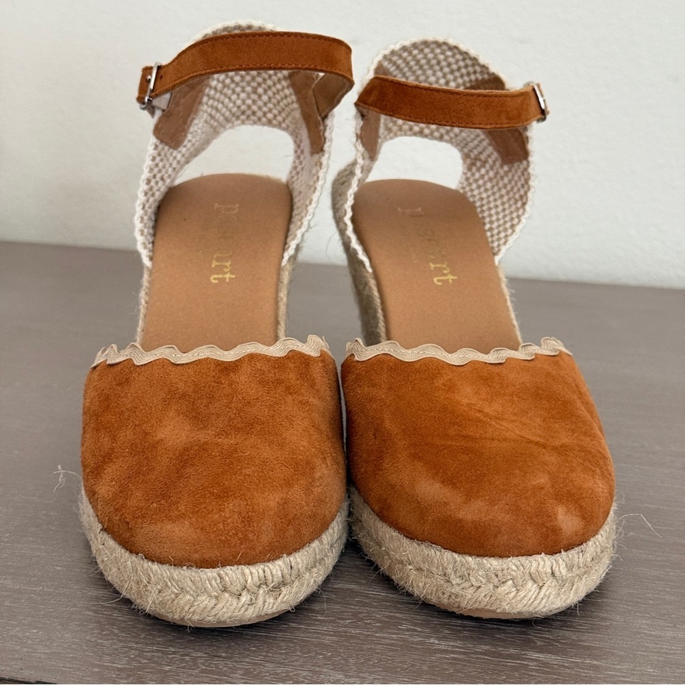 Paseart Women’s Beige Suede Espadrille Shoes Sz 8.5 (Euro 39) Wedge Ankle Strap - Picture 5 of 11